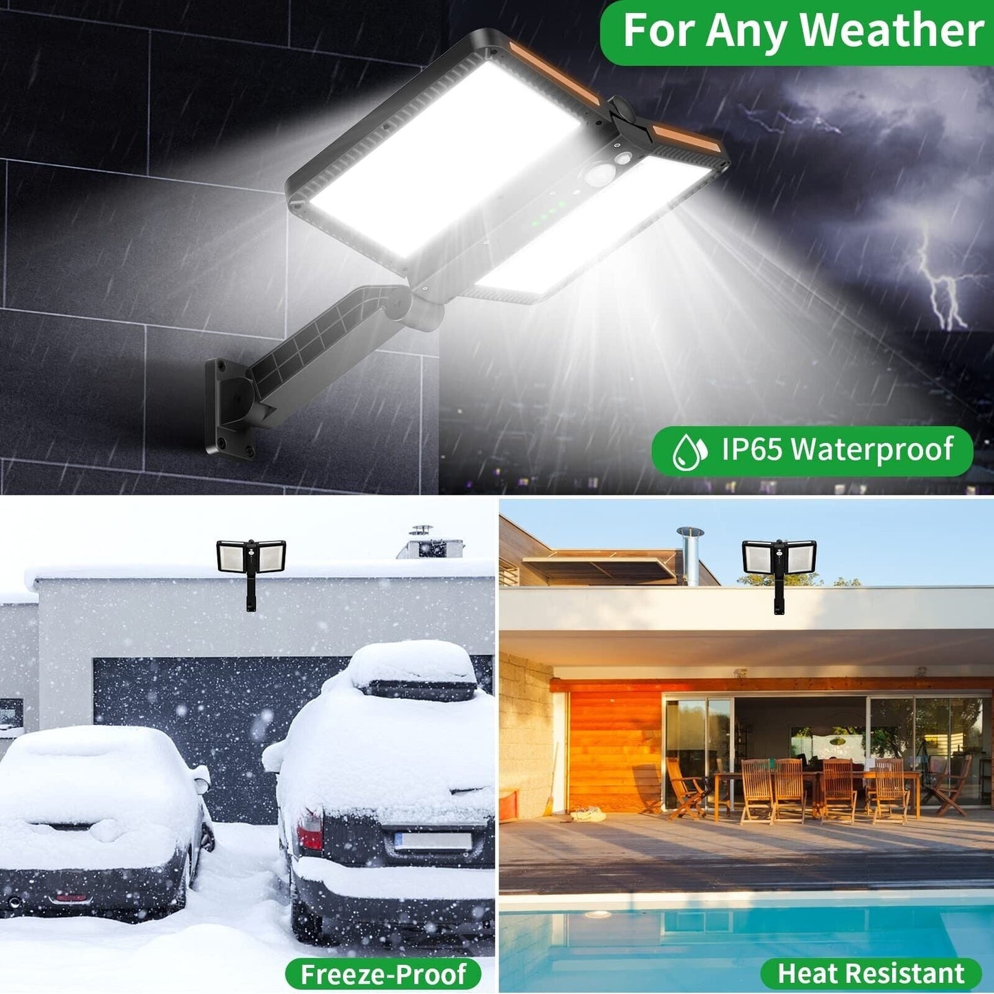 Solar Powered Street Lights Outdoor,218 Leds Security Lights with Remote Cont...