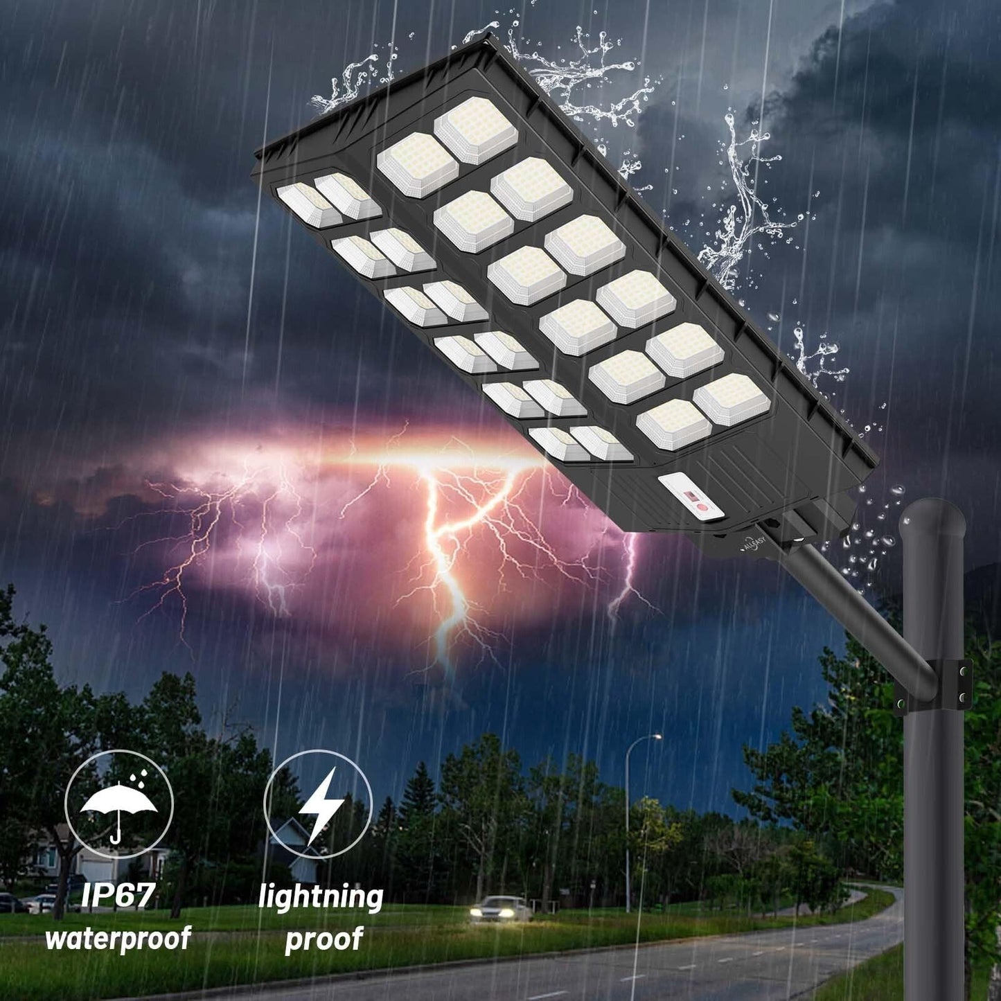 Alleasy 1800W Solar Street Light Outdoor Waterproof, 180000Lm Solar Parking L...