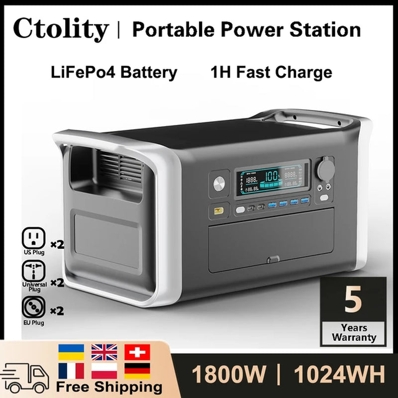 2000W 2048WH Portable Power Station Camping Lifepo4 Battery 1800W 1000W 600W Solar Generator Backup AC 220V for Home Outdoor RV