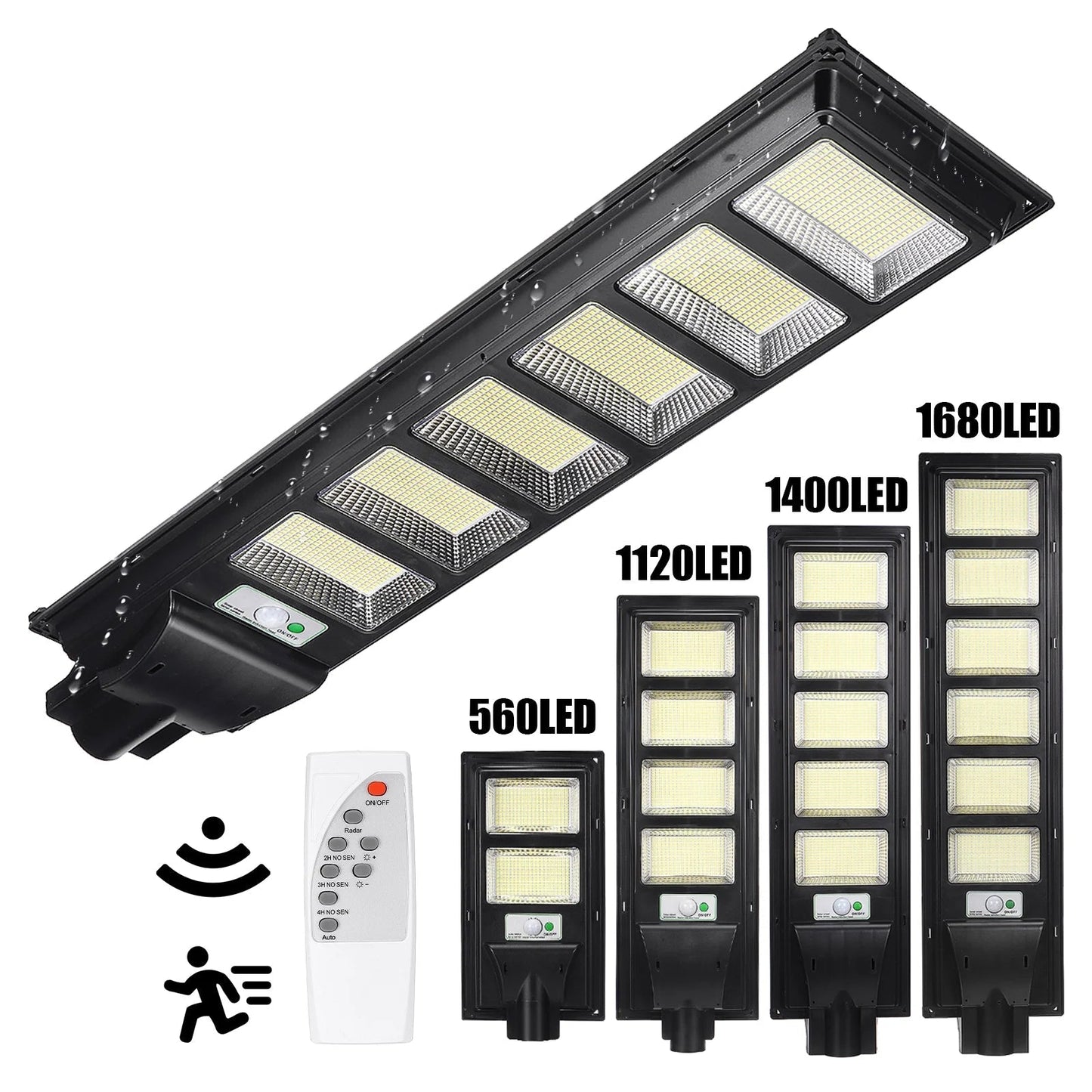 2500W Solar Street Lights Outdoor, 560LED 10000 Lumens Motion Sensor Solar Security Flood Lights, IP67 Waterproof 6500K Solar Wall Light with Remote Control for Yard, Garden, Parking Lot