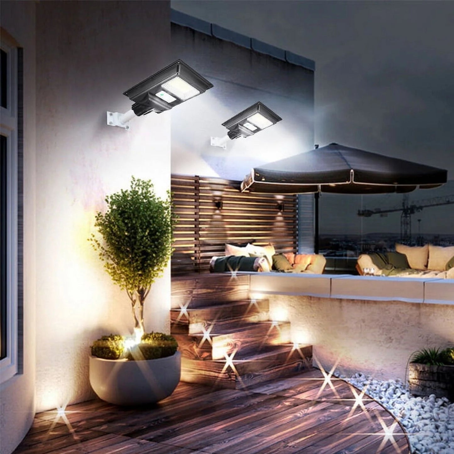 2500W Solar Street Lights Outdoor, 560LED 10000 Lumens Motion Sensor Solar Security Flood Lights, IP67 Waterproof 6500K Solar Wall Light with Remote Control for Yard, Garden, Parking Lot
