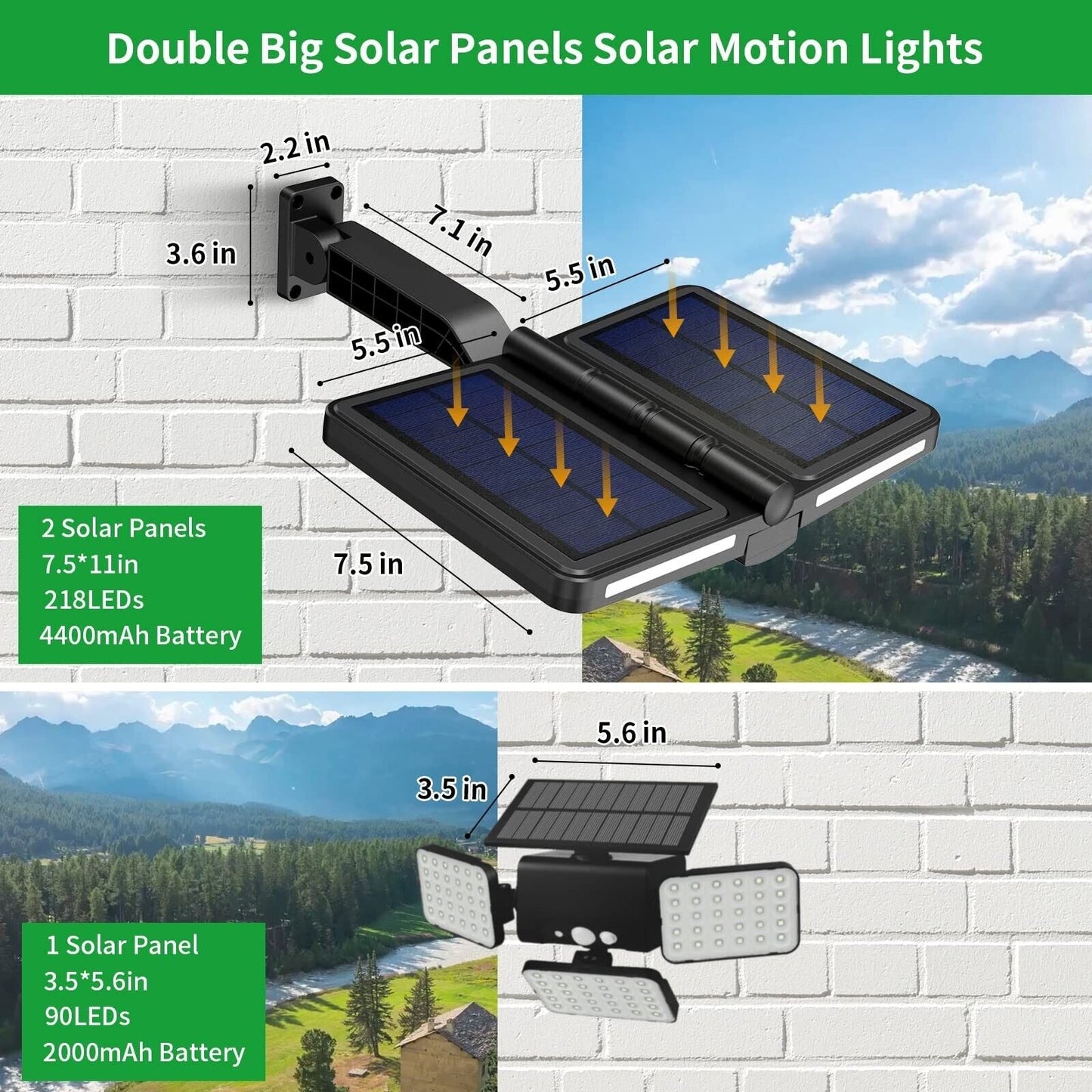 Solar Powered Street Lights Outdoor,218 Leds Security Lights with Remote Cont...