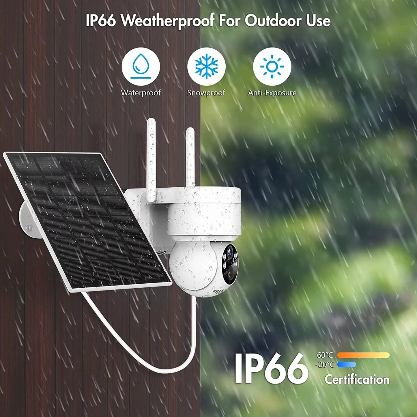 Outdoor Security Camera Wireless Wifi, 2K Color Night Vision, Solar Powered Outdoor Camera