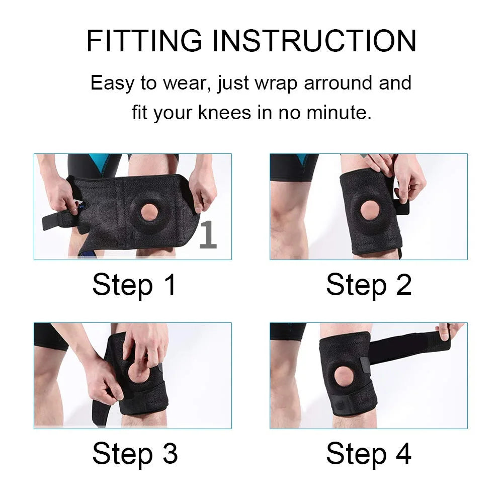 Knee Brace, Relieves ACL, LCL, MCL, Meniscus Tear, Arthritis, Tendonitis Pain. Open Patella Dual Stabilizers Non Slip Comfort Neoprene. Adjustable Bi-Directional Straps (Orange)
