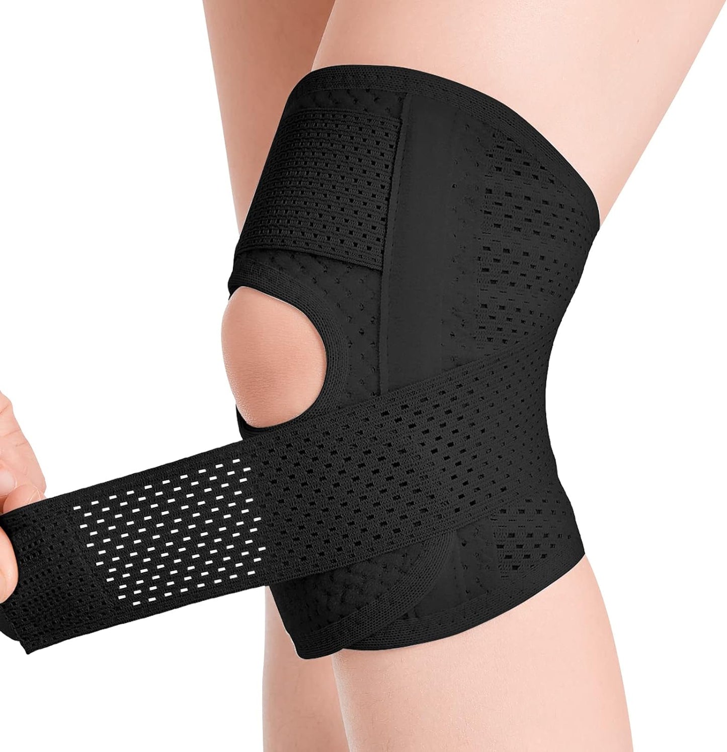 Knee Brace with Side Stabilizers Relieve Meniscus Tear Knee Pain ACL MCL Arthritis,Joint Pain Relief, Breathable Adjustable Knee Support Suitable for Men and Women with Sports Injuries
