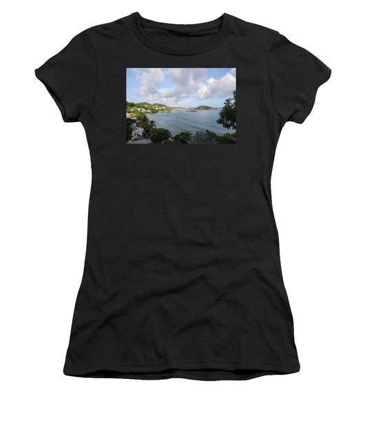 Coastal View with Palm Trees - Women's T-Shirt