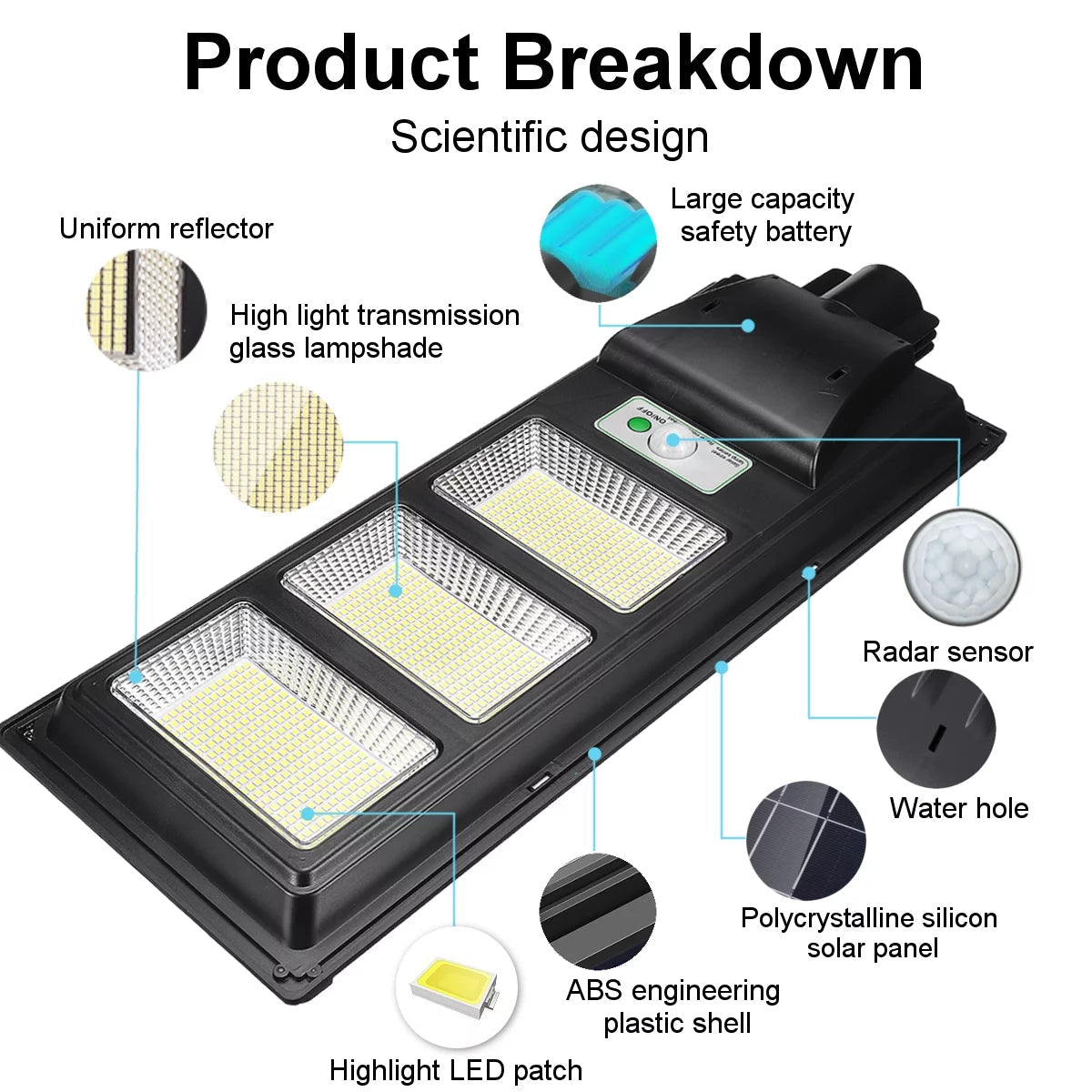 2500W Solar Street Lights Outdoor, 560LED 10000 Lumens Motion Sensor Solar Security Flood Lights, IP67 Waterproof 6500K Solar Wall Light with Remote Control for Yard, Garden, Parking Lot