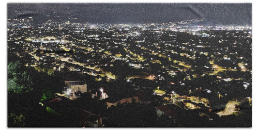 Glowing City Under Night Sky - Bath Towel