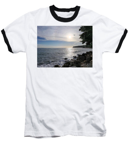 Serene Coastal Sunset View - Baseball T-Shirt