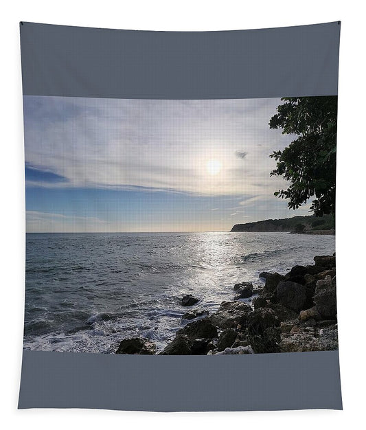 Serene Coastal Sunset View - Tapestry