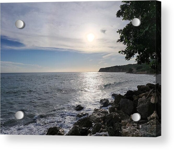 Serene Coastal Sunset View - Acrylic Print