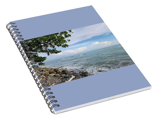 Serene Rocky Beach Scene - Spiral Notebook