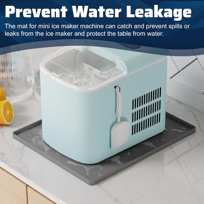 Ice Maker Countertop Mat, 12 X 10 Inch Silicone Protective Mat for Portable Mini Counter Top Nugget Ice Maker, Drain Tray for Ice Machine, Waterproof with Raised Edge Prevent Water Leakage
