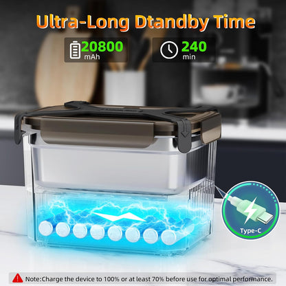 2026 Upgraded Cordless Electric Lunch Box, Heated Lunch Box for Adult, 1.2L Self Heating Lunch Box with Automatic Heating for Office, Construction, Truck and Travel