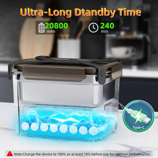 2026 Upgraded Cordless Electric Lunch Box, Heated Lunch Box for Adult, 1.2L Self Heating Lunch Box with Automatic Heating for Office, Construction, Truck and Travel