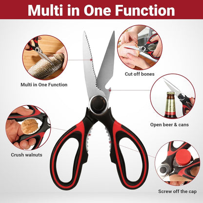 Kitchen Shears Set of 2, Heavy Duty Kitchen Scissors Seafood Scissors, Stainless Steel Sharp Food Cooking Scissors for Meat, Bones, Fish, Poultry, Vegetables, Chicken, Dishwasher Safe