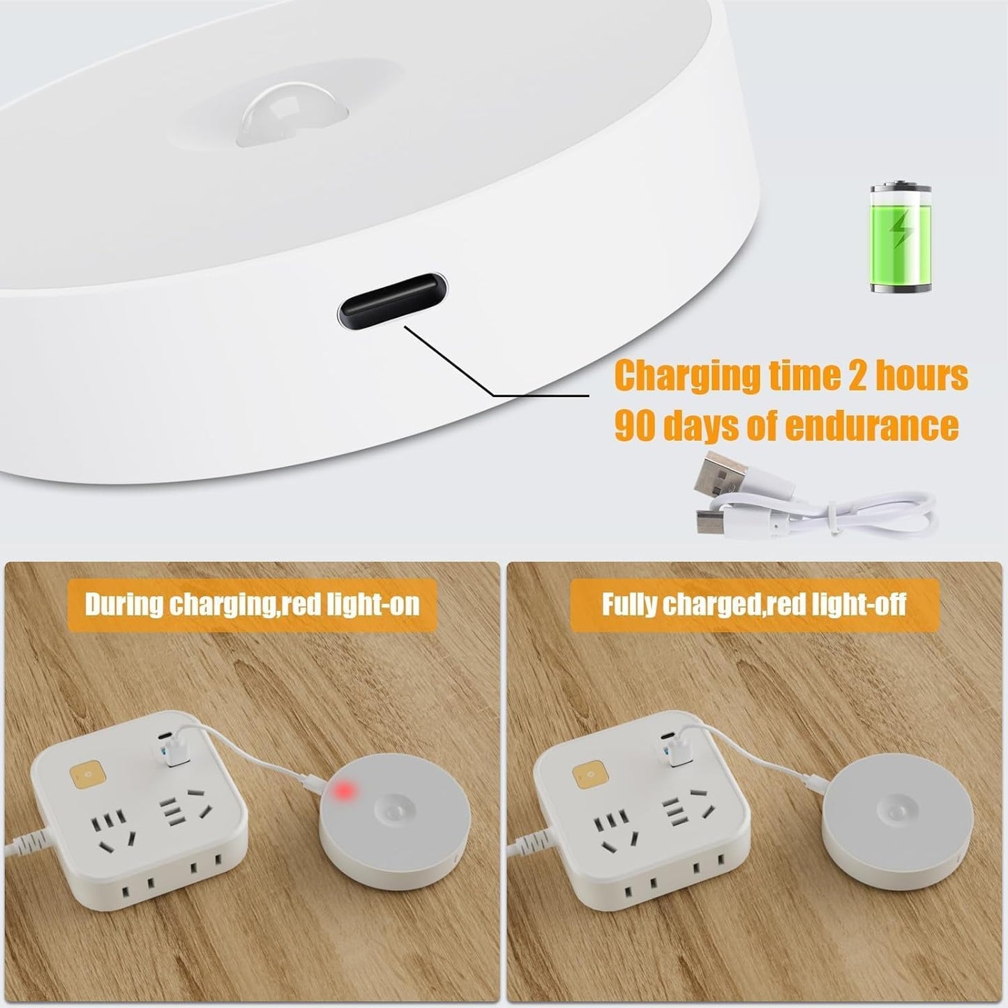 6 Pack Motion Sensor Light Indoor [Upgraded 14 Leds], USB Rechargeable Night Light, Long Last Battery & 3 Light Modes, Wireless Magnetic Nightlight for Closet, Stairs, Hallway - Cold White