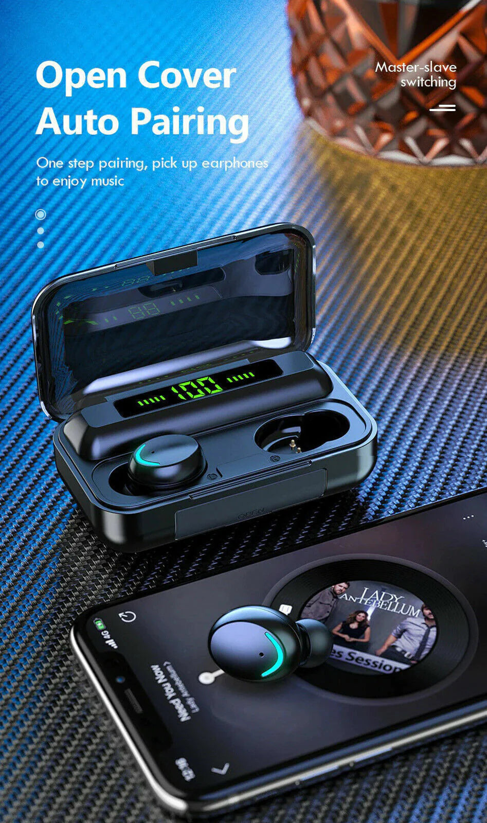 Bluetooth Earbuds for Apple Iphone Samsung Android Wireless Earphone Waterproof