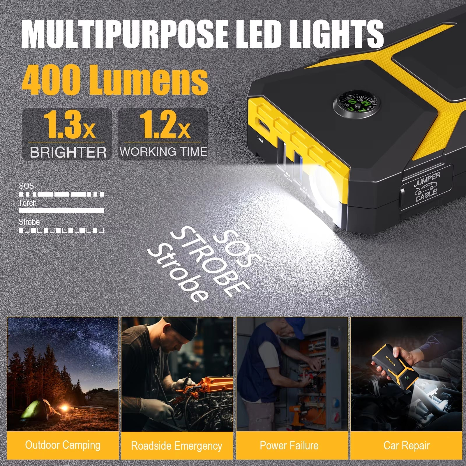 V6 Pro Car Jump Starter Power Bank 2000A Car Battery Charger Auto Emergency Booster Starting Device Jump Starter