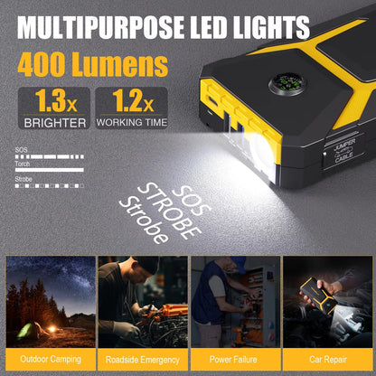 V6 Pro Car Jump Starter Power Bank 2000A Car Battery Charger Auto Emergency Booster Starting Device Jump Starter