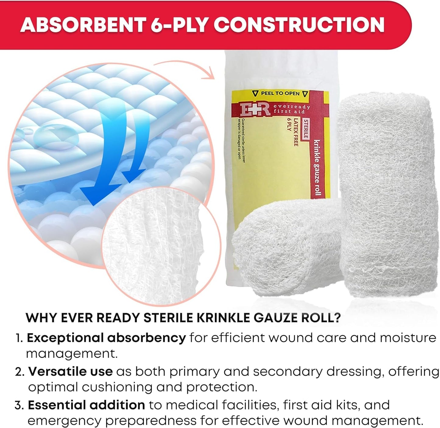 Sterile Krinkle Kerlix Type 4 1/2" X 4.1 Yds, Latex Free, 6 PLY, Gauze Bandage Roll - 12 Count