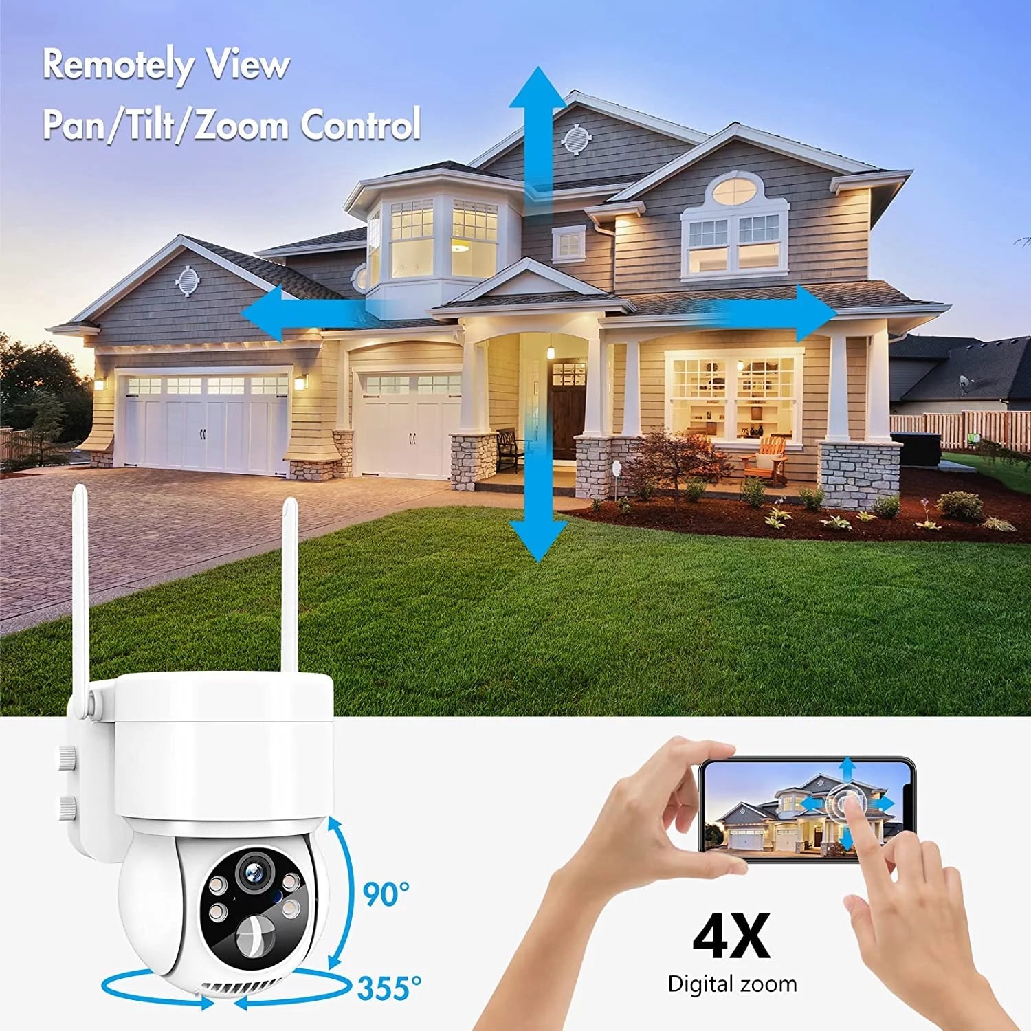 Outdoor Security Camera Wireless Wifi, 2K Color Night Vision, Solar Powered Outdoor Camera