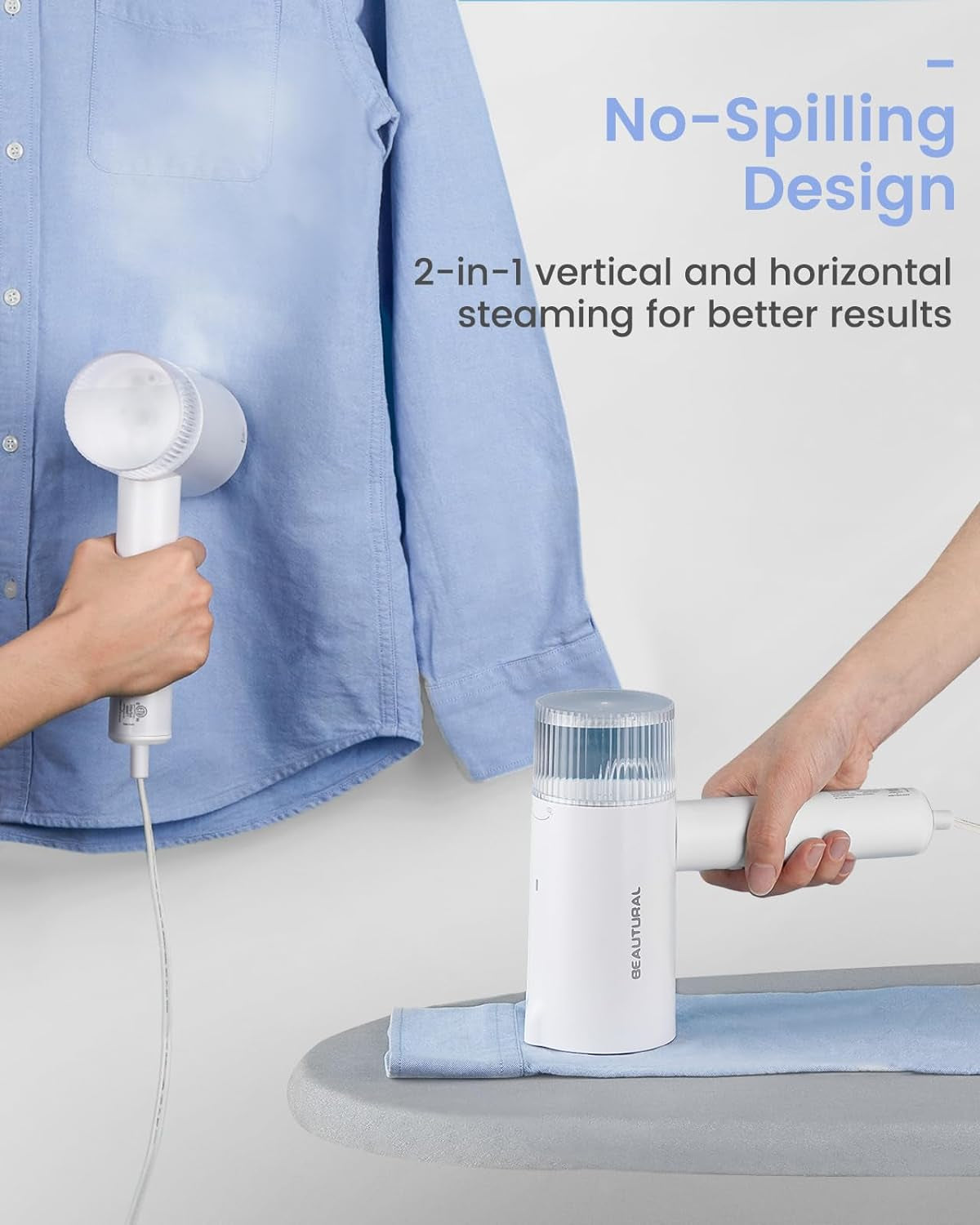 Steamer for Clothes, Portable Garment Wrinkle Remover, Fast 30S Heat-Up, Foldable and Handheld, 120V Only (Not for 220V Europe), White