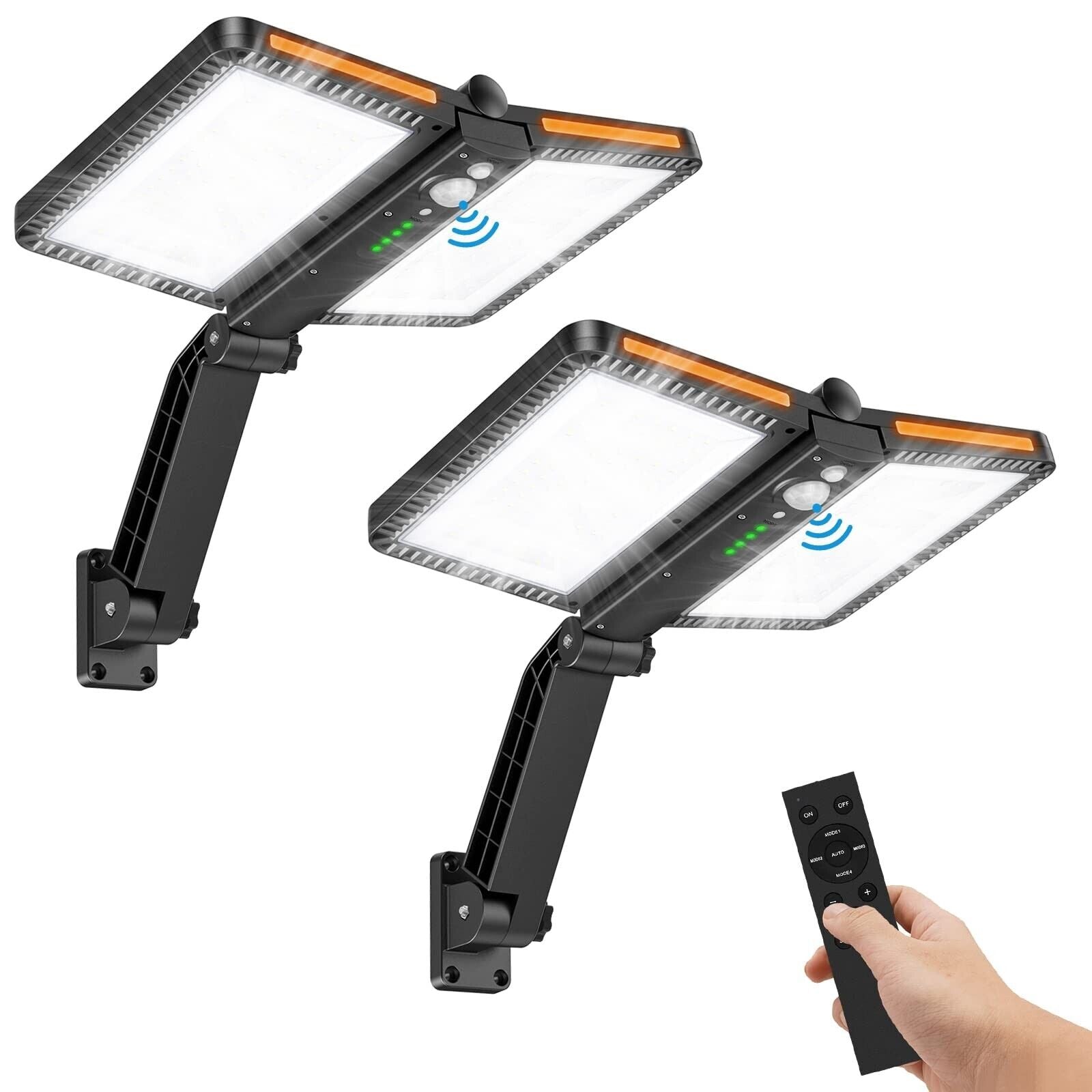 Solar Powered Street Lights Outdoor,218 Leds Security Lights with Remote Cont...