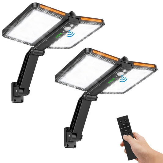 Solar Powered Street Lights Outdoor,218 Leds Security Lights with Remote Cont...