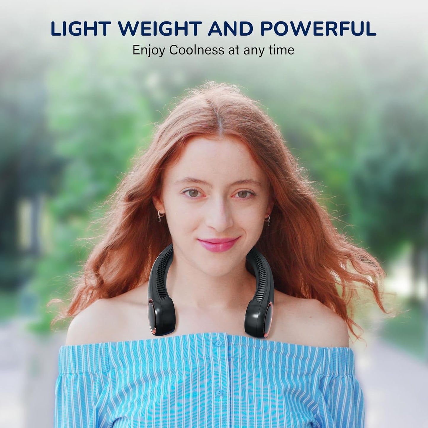 Portable Neck Fan Rechargeable, Personal Neck Cooling Fan, Hands Free Bladeless Fan, Ultra Quiet, 3 Speeds Adjustable Strong Wind, 4000 Mah Battery Operated, Gifts for Men Women Mom Dad, Small