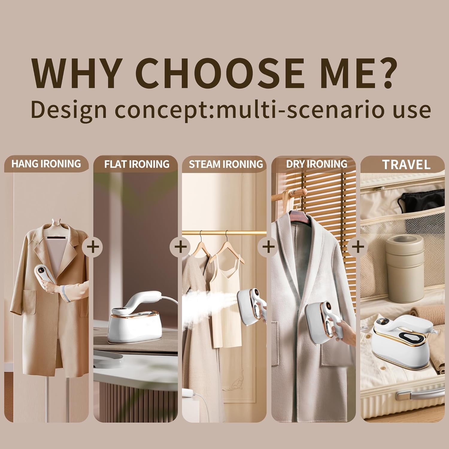 Portable Clothes Steamer 175X80Mm Ceramic Glaze Panel Iron LCD 220Ml Water Tank 1200W&15S Fast Heat up 4-Speed Steamer for Clothes of All Fabrics Dry&Wet Iron for Home Travel Business Trip