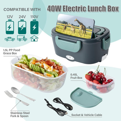 Electric Lunch Box Food Heater for Adult, 1.5L Large Capacity Heating Bento Box, Portable Food Warmer Lunch Box for Office,Car & Truck