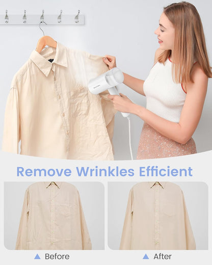 Steamer for Clothes, Portable Garment Wrinkle Remover, Fast 30S Heat-Up, Foldable and Handheld, 120V Only (Not for 220V Europe), White