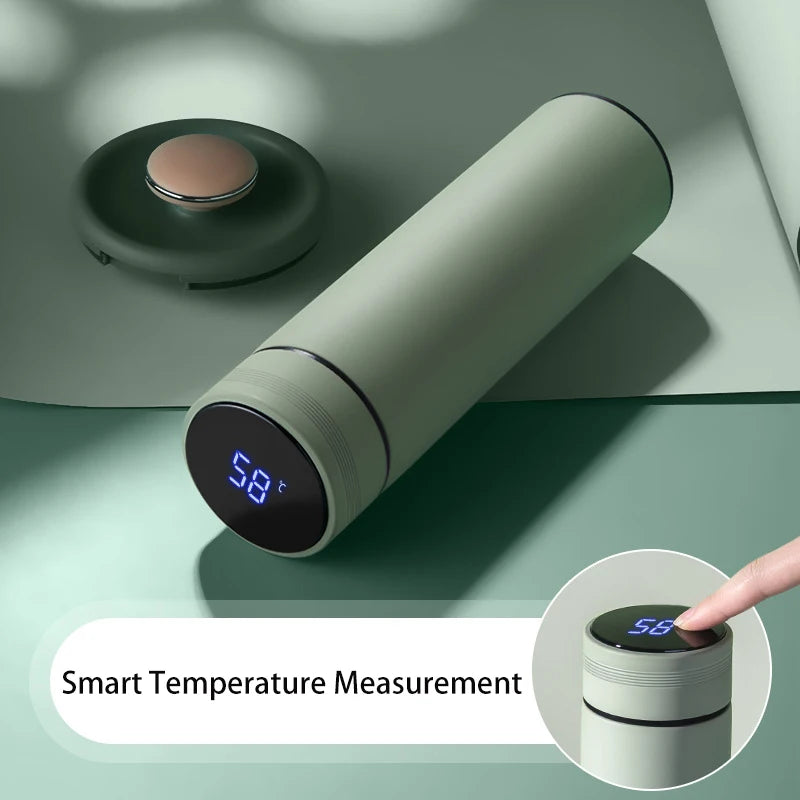 Stainless Steel Smart Water Bottle with Temperature Display - 500ml, Leakproof Vacuum Flask for Coffee, Milk, Christmas Gift
