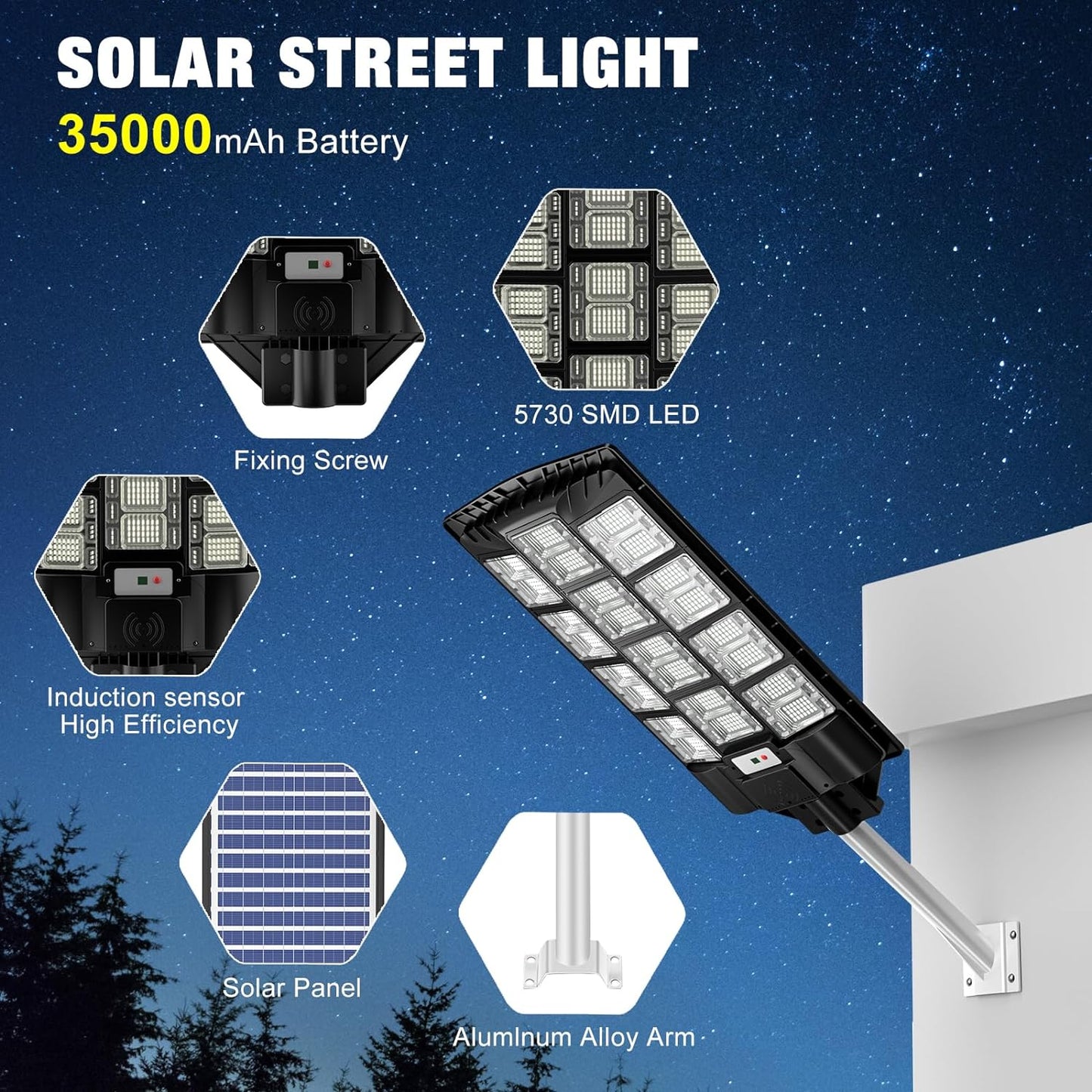 1800W Solar Street Lights Outdoor Waterproof, LED Street Light Solar Powered,120