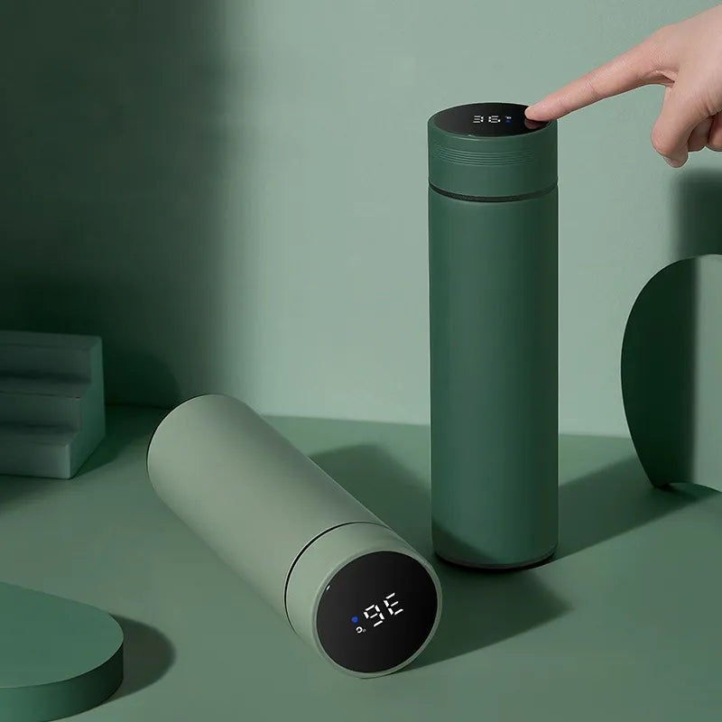 Stainless Steel Smart Water Bottle with Temperature Display - 500ml, Leakproof Vacuum Flask for Coffee, Milk, Christmas Gift