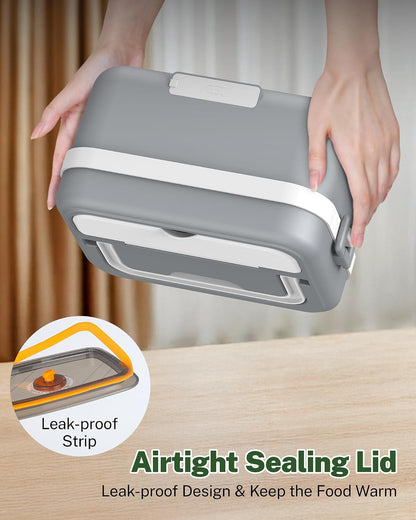 Cordless Electric Lunch Box for Adults, 16000Mah Rechargeable Self-Heating Lunch Box Food Warmer with Timer & Adjustable Heating, 34Oz/1L Container with Insulated Bag for Office Car Outdoor