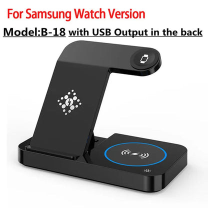 30W 4 in 1 Foldable Wireless Charging Station for Iphone 14 13Pro Apple Watch 7/6 for Samsung Galaxy Watch Chargers 4/3 S22 S21