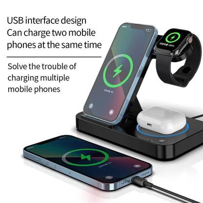 30W 4 in 1 Foldable Wireless Charging Station for Iphone 14 13Pro Apple Watch 7/6 for Samsung Galaxy Watch Chargers 4/3 S22 S21