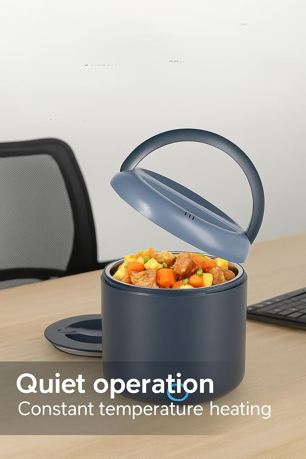 Electric Lunch Box for Adults, 1.2L/41Oz, 100W Fast Heated Lunch Box, 12V/24V/110V Portable Food Heater for Car/Office Work with 304 Stainless Steel Container, Blue Gray