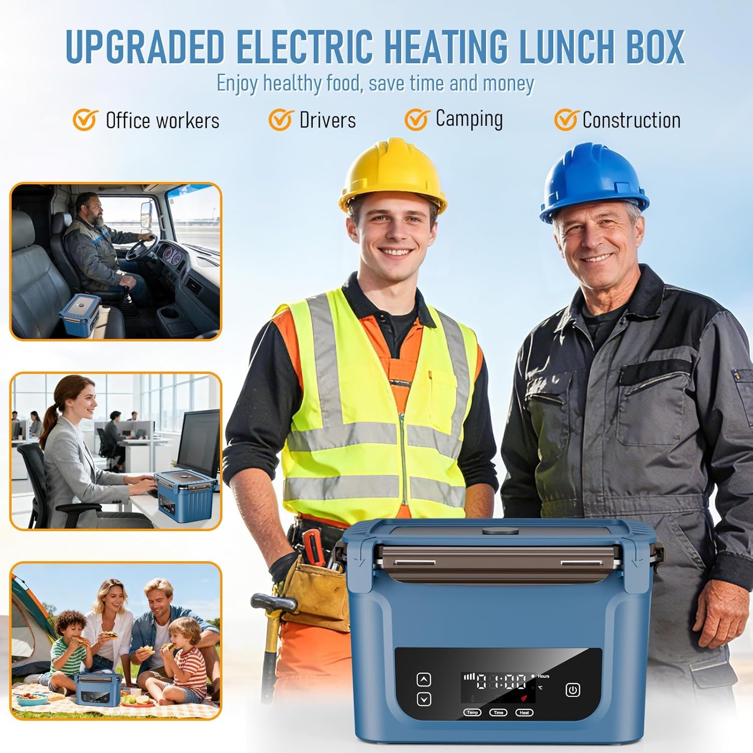 2026 Upgraded Cordless Electric Lunch Box for Adults, 20,800Mah Battery-Powered Heated Lunch Box 6.3 Cup Self-Heating Lunch Box for Construction, Office & Truck