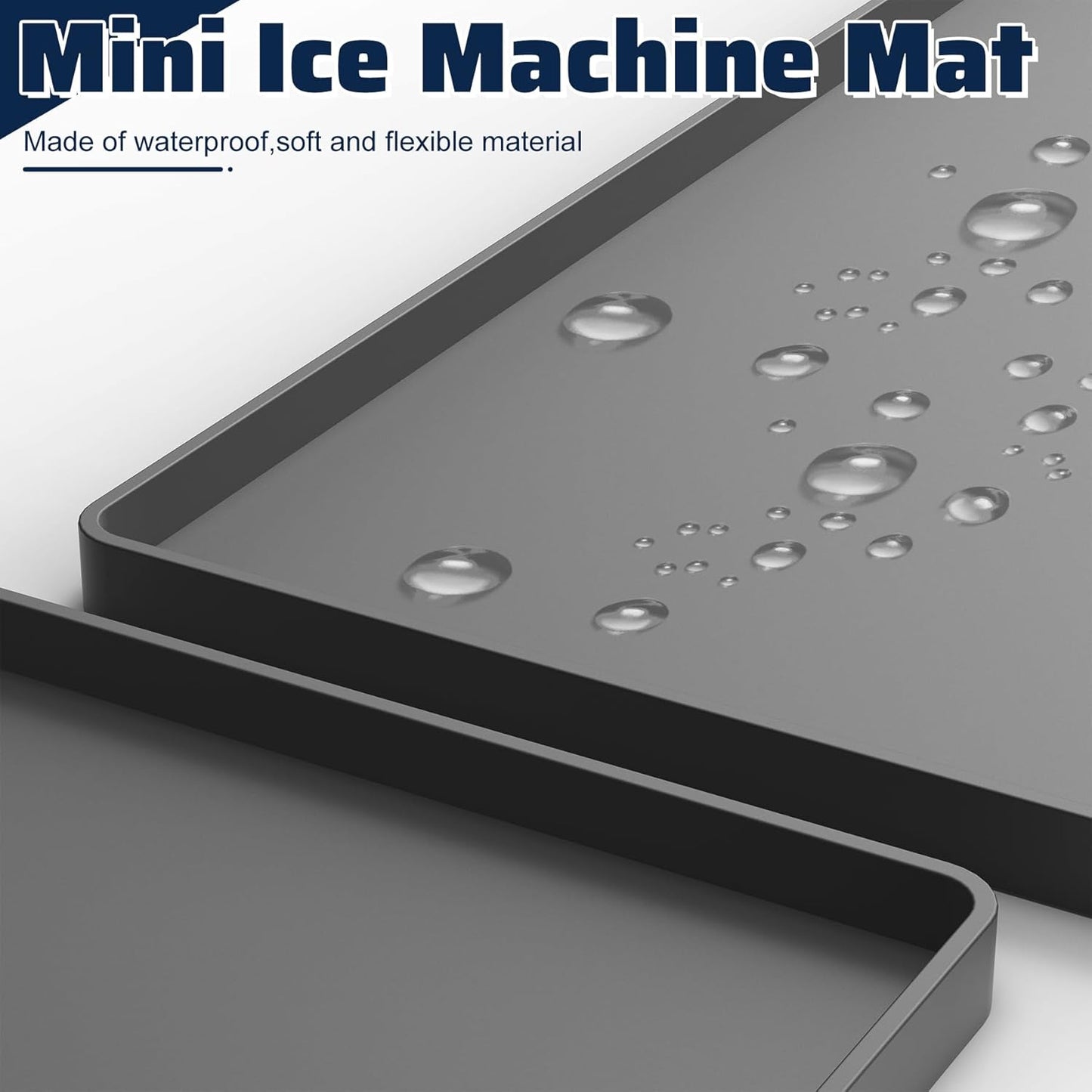 Ice Maker Countertop Mat, 12 X 10 Inch Silicone Protective Mat for Portable Mini Counter Top Nugget Ice Maker, Drain Tray for Ice Machine, Waterproof with Raised Edge Prevent Water Leakage