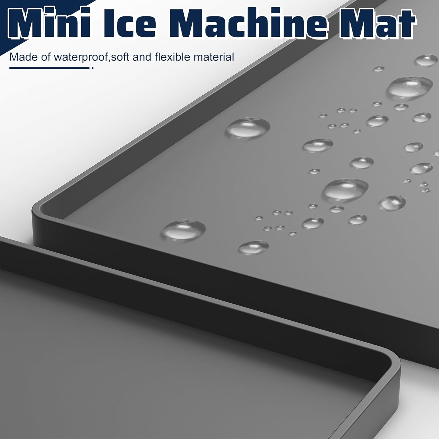 Ice Maker Countertop Mat, 12 X 10 Inch Silicone Protective Mat for Portable Mini Counter Top Nugget Ice Maker, Drain Tray for Ice Machine, Waterproof with Raised Edge Prevent Water Leakage