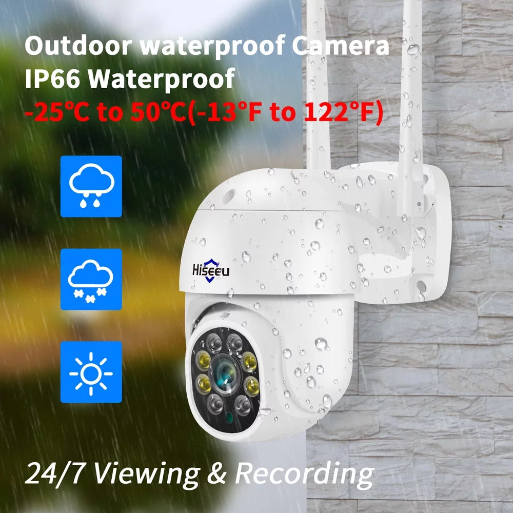 5MP Pan Tilt Security Camera Wireless Wi-Fi with 2-Way Audio, Motion Tracking & Light Alarm, Color/Ir Night Vision,Ip66 Waterproof Outdoor Security Camera for Home (Support Only 2.4Ghz Wi-Fi)