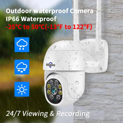 5MP Pan Tilt Security Camera Wireless Wi-Fi with 2-Way Audio, Motion Tracking & Light Alarm, Color/Ir Night Vision,Ip66 Waterproof Outdoor Security Camera for Home (Support Only 2.4Ghz Wi-Fi)