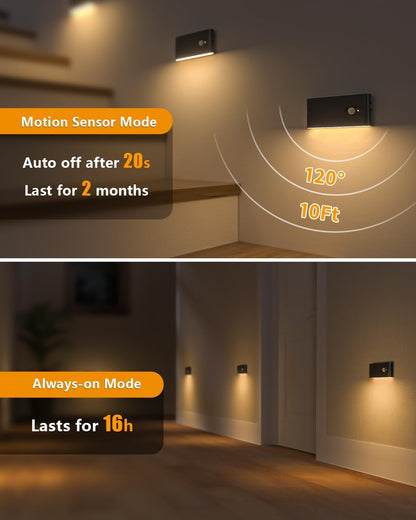 Stair Lights Indoor, Warm White Rechargeable Night Light, Wireless Motion Sensor Light Indoor for Stairs, Hallway, Stairway, Bathroom, Bedroom, Kitchen, 10 Pack
