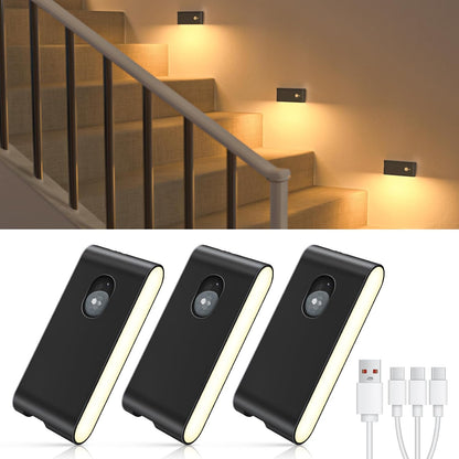 Stair Lights Indoor, Warm White Rechargeable Night Light, Wireless Motion Sensor Light Indoor for Stairs, Hallway, Stairway, Bathroom, Bedroom, Kitchen, 10 Pack