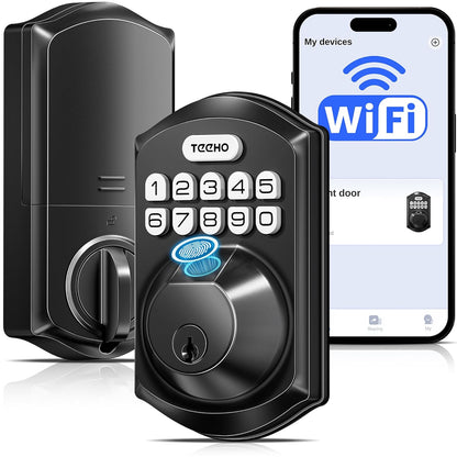 TEEHO TE012W WiFi Smart Deadbolt Lock in matte black