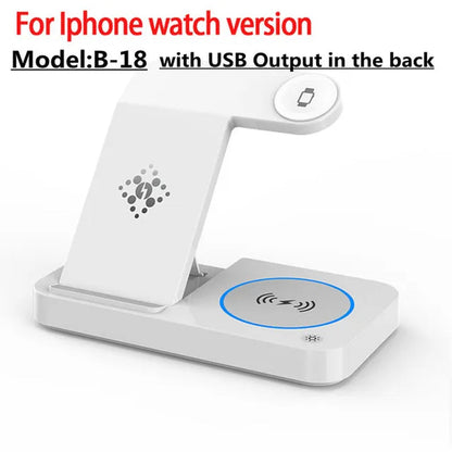30W 4 in 1 Foldable Wireless Charging Station for Iphone 14 13Pro Apple Watch 7/6 for Samsung Galaxy Watch Chargers 4/3 S22 S21