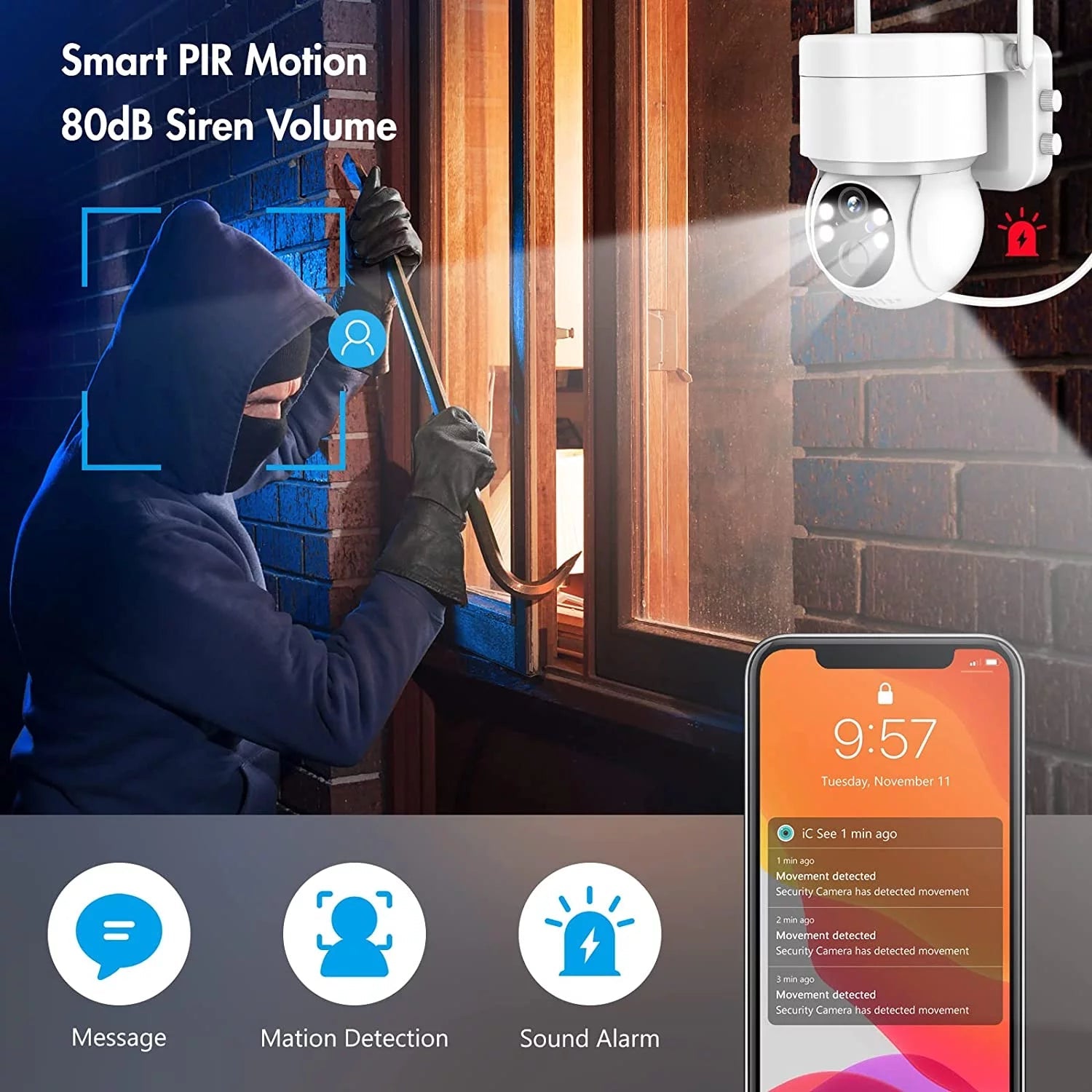 Outdoor Security Camera Wireless Wifi, 2K Color Night Vision, Solar Powered Outdoor Camera